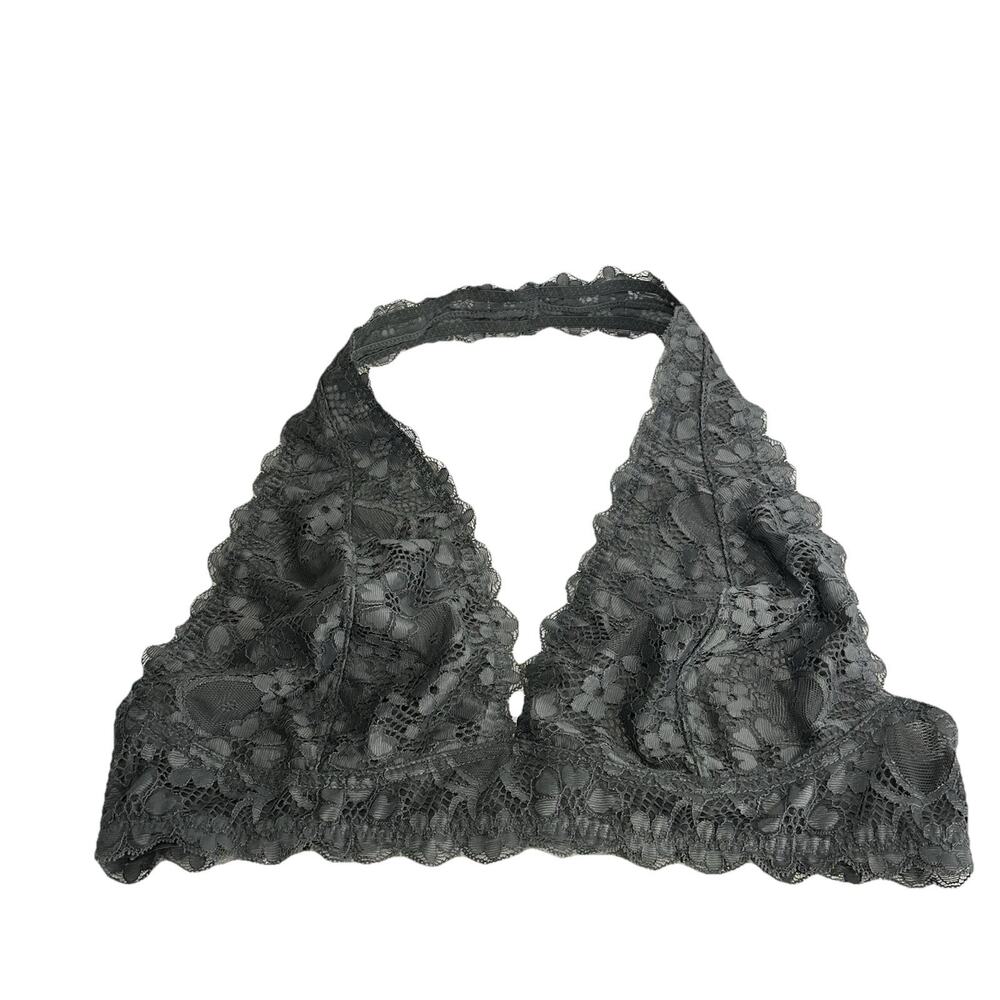 Intimately Free People Women's Size XS Gray Floral Lace Halter Bralette